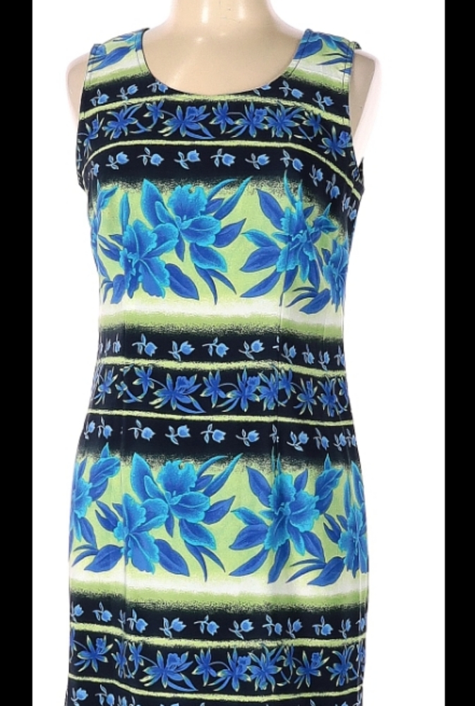 Kathie lee Collection sleeveless blue floral dress size 12